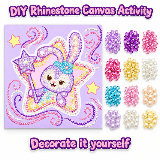 نشاط تزيين كانفاس بالأحجار اللامعة 25 × 25 سم - أرنب النجمة