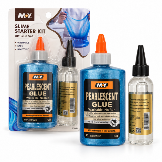 M&Y Slime Starter Kit Blue Pearlescent Glue || إم آند واي مجموعة سلايم للمبتدئين غراء لؤلؤي أزرق