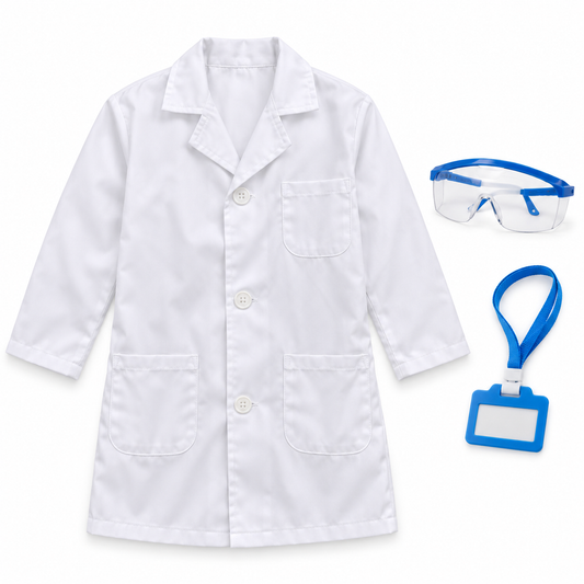 Scientist Lab Coat Costume with Goggles || زي عالم بمعطف مختبر ونظارات — costume product image