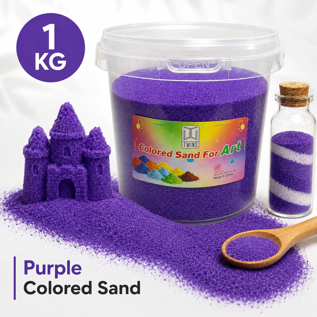 Twins Colored Sand 1 Kilo Purple || رمل ملون توينز 1 كيلو بنفسجي