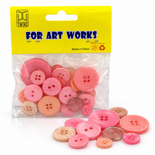 TWINS DIY Craft Buttons – Pink & Peach || أزرار توينز للأشغال اليدوية – وردي وخوخي