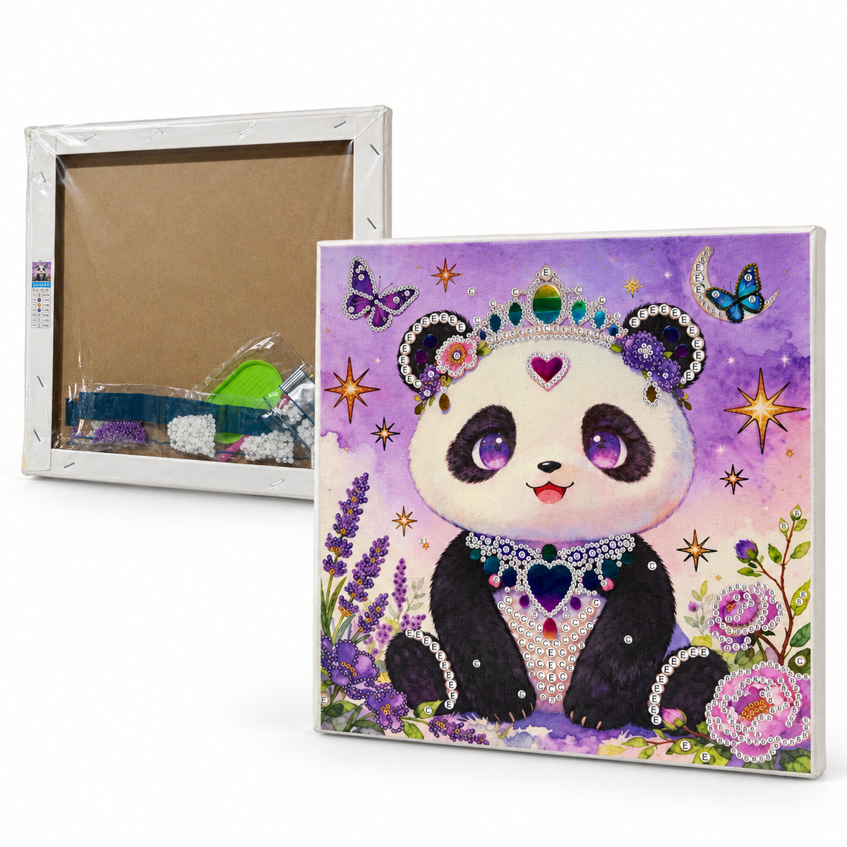 DIY Rhinestone Canvas Activity 30 x 30 cm - Panda || نشاط تزيين كانفاس بالأحجار اللامعة 30 × 30 سم - باندا