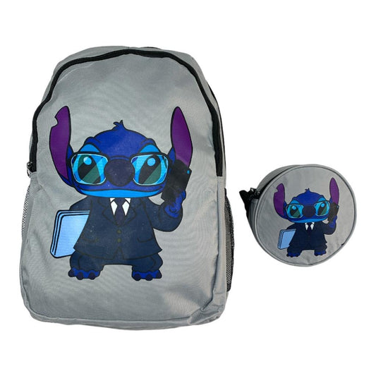 Biege Stitch Backpack and Lunch Bag || جنطة ستيتش مع شنطة اكل لون بيج