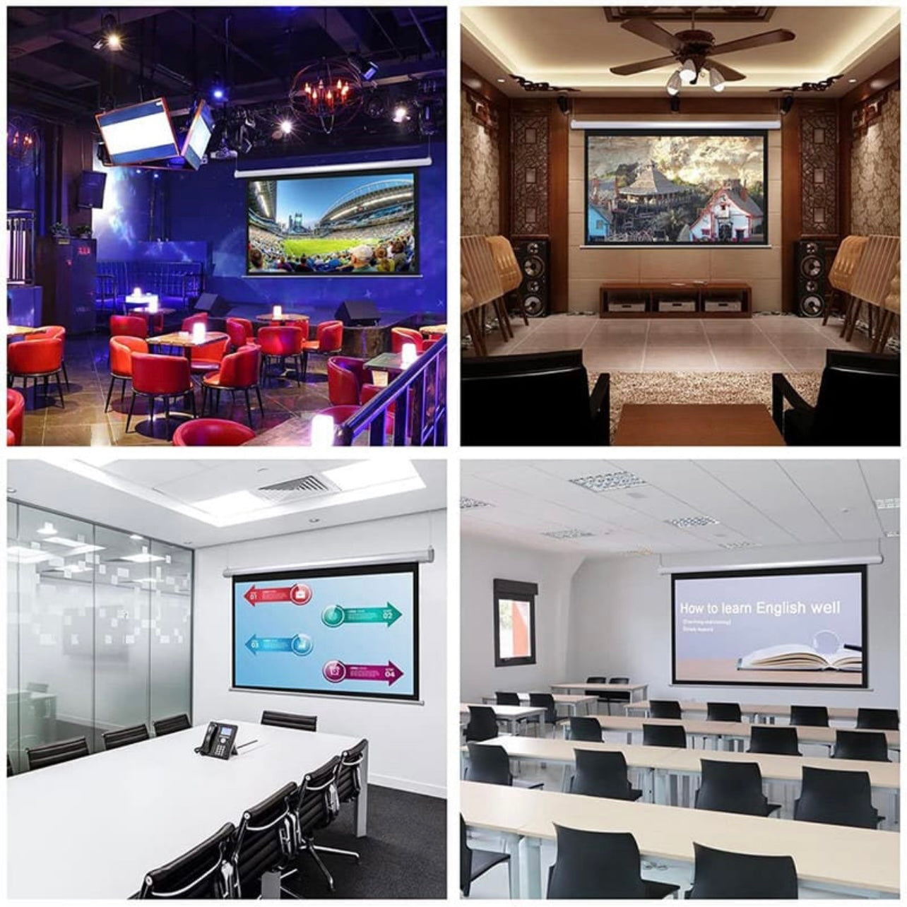 SMQ Electric Projector Screen with RF (100 inch) || اس ام كيو شاشة عرض كهربائية مع ريموت (100 بوصية)