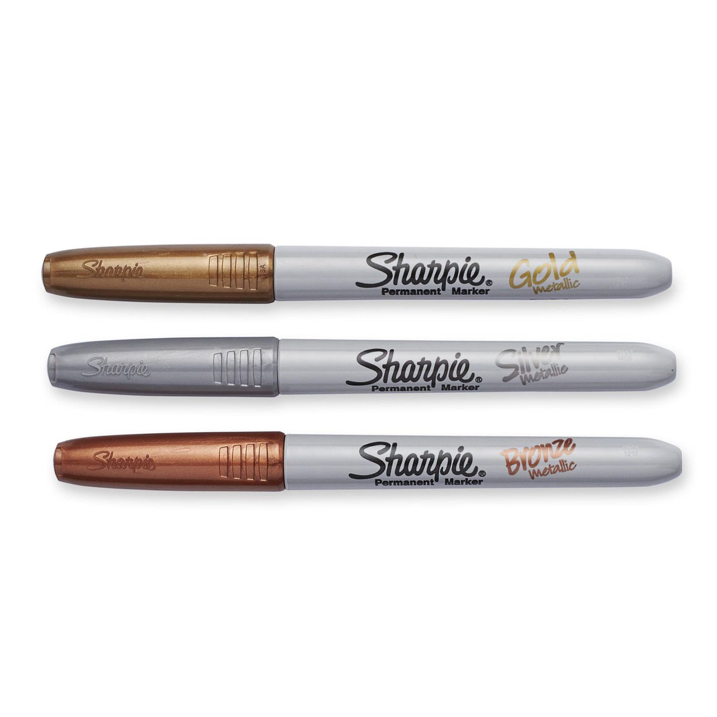 Sharpie Metallic Fine Point Permanent Markers 3 Pack Gold, Silver & Bronze || مجموعه اقلام شاربي 3 لون ذهبي فضي نحاسي