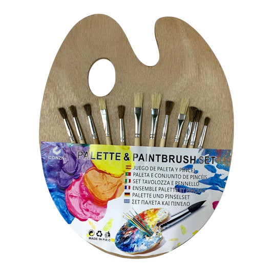 Wooden Palette with Brush Set || باليت خشبي مع مجموعة فرش