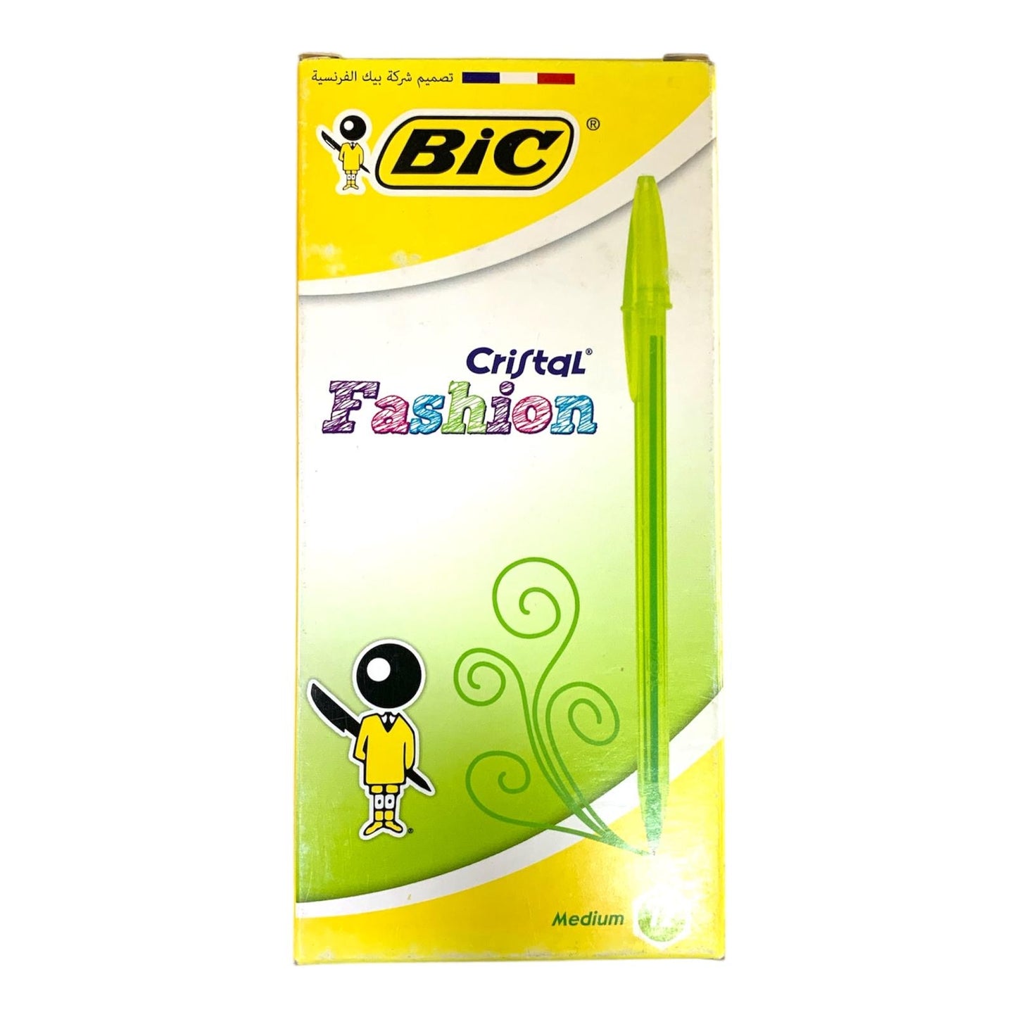 Bic Crystal Fashion Green Color 10 Pcs || باكيت اقلام حبر بيك كريستال فاشن لون اخضر ١٠ حبة