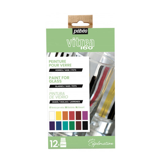 Pebeo Vitrea Glass Paint Set 12 Colors 20 ml || مجموعه الوان زجاج بيبيو فيتريا 12 لون حجم 20 مل