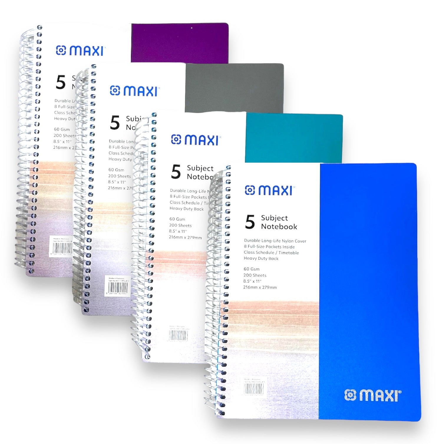 Maxi 5 Subject Notebook Assorted Colors || دفتر ماكسي ٥ موضوع الوان متنوعة