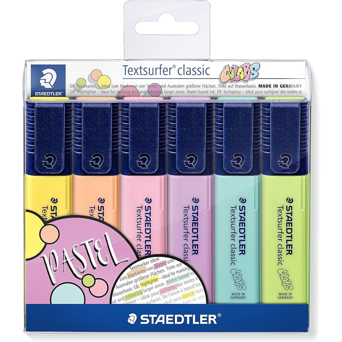 STAEDTLER Textsurfer Classic Pastel Highlighters Pack of 6 || هايلايتر ستدلر الوان باستيل عدد ٦ لون