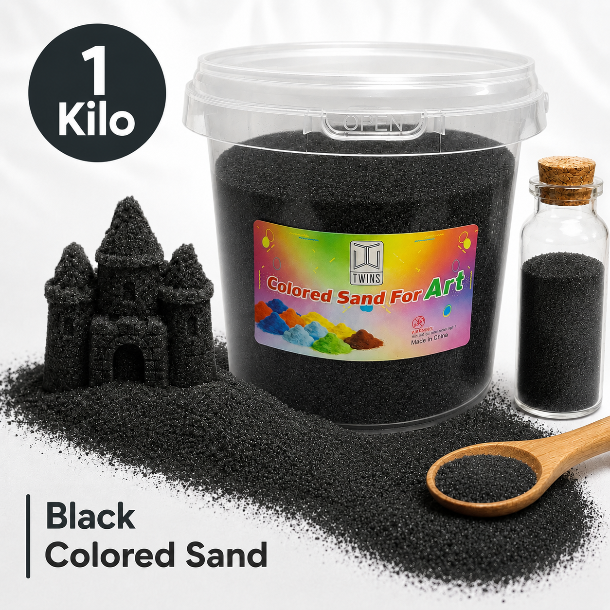 Twins Colored Sand 1 Kilo Black || رمل ملون توينز 1 كيلو اسود
