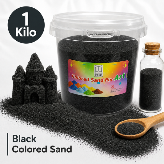 Twins Colored Sand 1 Kilo Black || رمل ملون توينز 1 كيلو اسود
