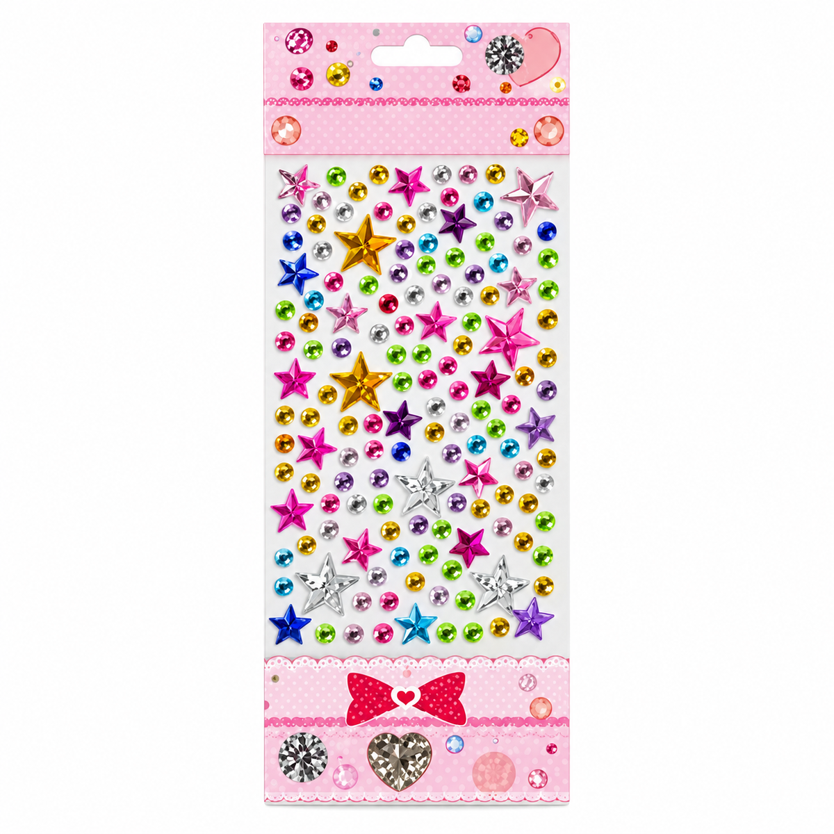 Decorative Crystal Sticker Sheet - Stars and Rounds - Multicolor || ورقة ستيكر كريستال مزخرف - نجوم ودوائر - متعدد الألوان