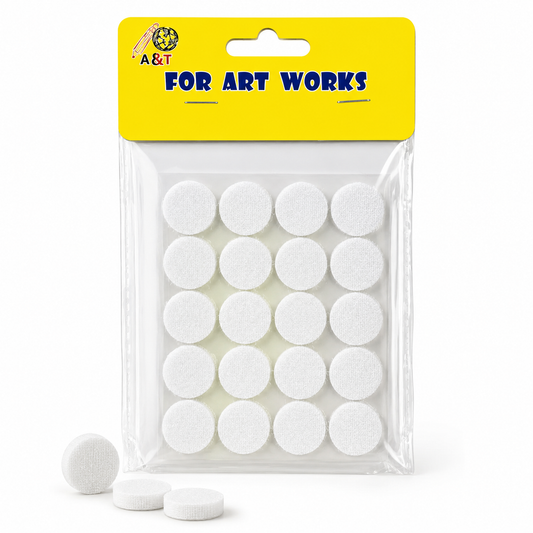 A&T White Circular Velcro Small Size || عاشق و معشوق لون ابيض دائري صغير اي اند تي