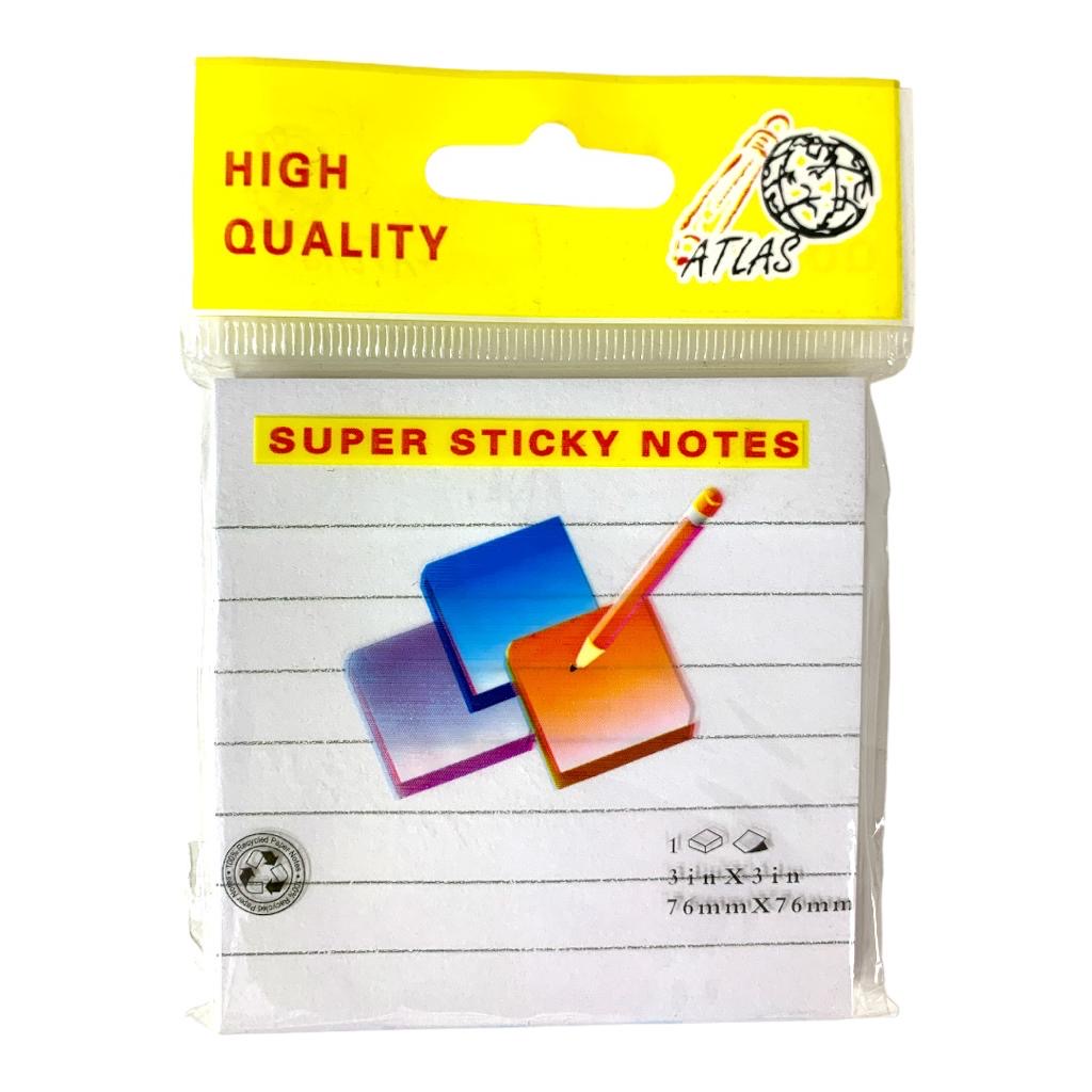 A&T White Lined Super Sticky Notes || ورق ملاحظات اي اند تي لون ابيض