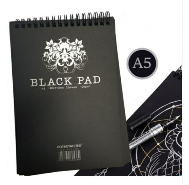 Black Pad 120 gm A5 ||  A5 دفتر سكيتش باد اسود 120 جم