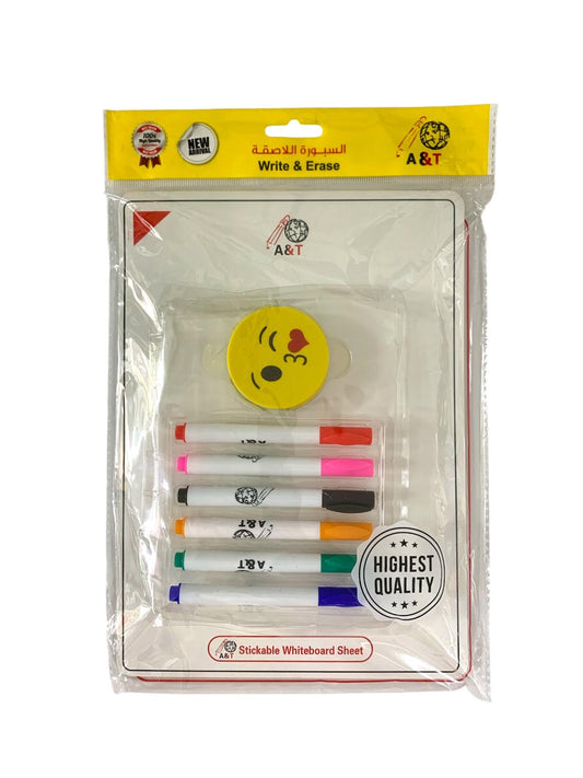 A&T Write and Erase Board Set || باكيج  سبورة لاصقة اي اند تي