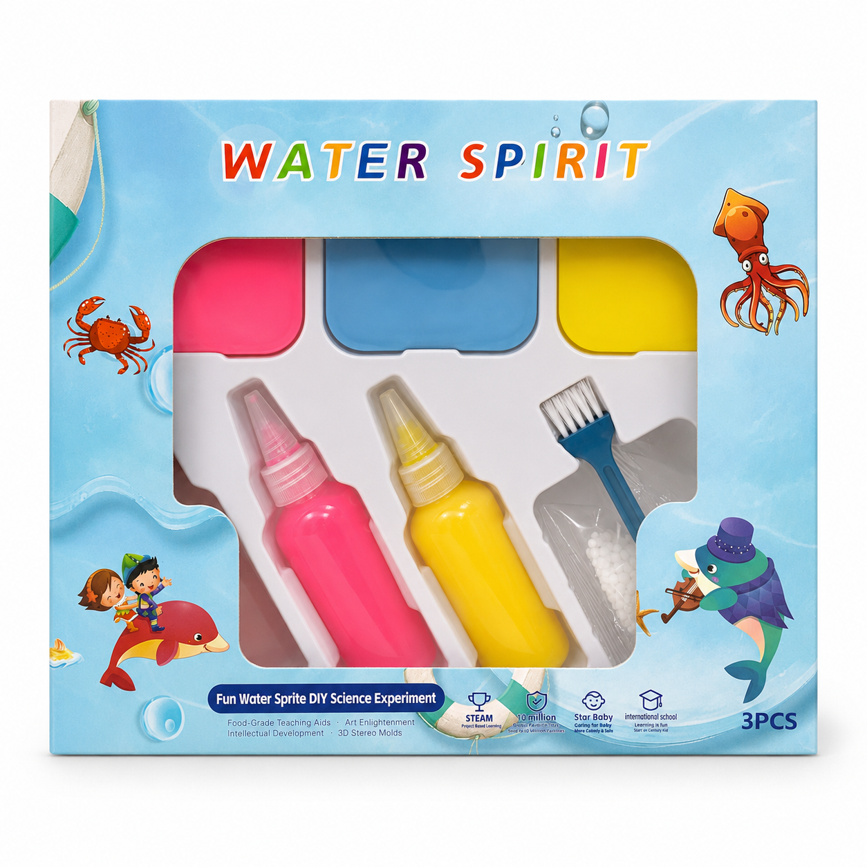 Slime Gel Water Spirit DIY Set 3 Colors || لعبة سلايم جل واتر سبيريت 3 لون