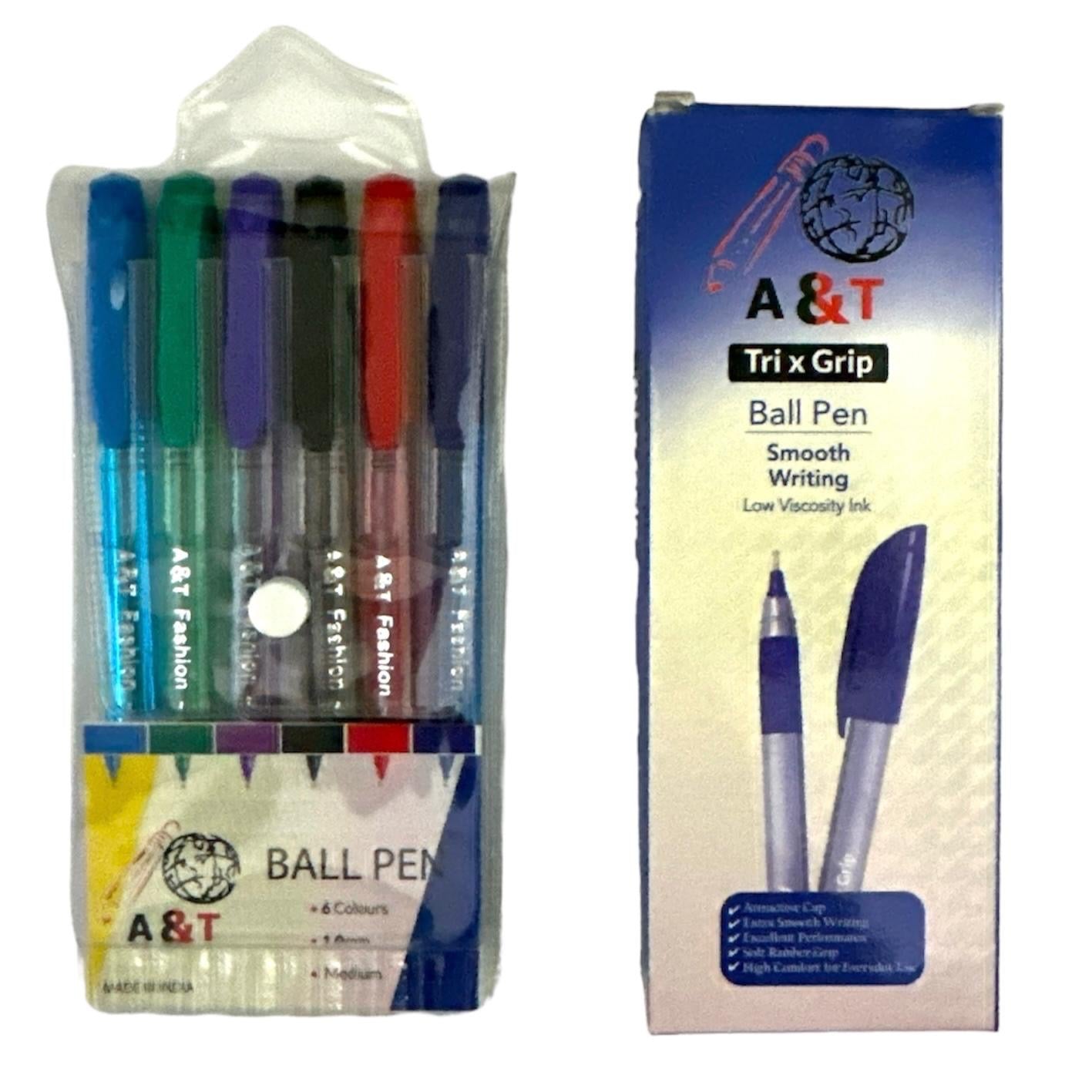 A&T Pen Offer Tri Grip & Colored Pens || باكيج  اي اند تي اقلام حبر مثلثة و اقلام حبر ملونة