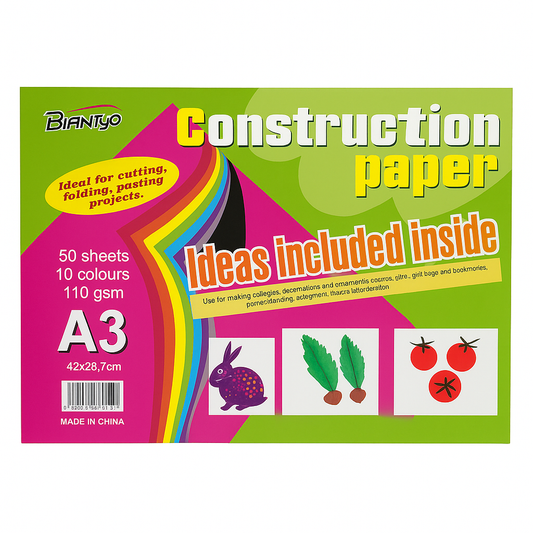Construction Paper A3 50 Pages || A3 ورق كونستراكشن ملون 50 ورقة حجم