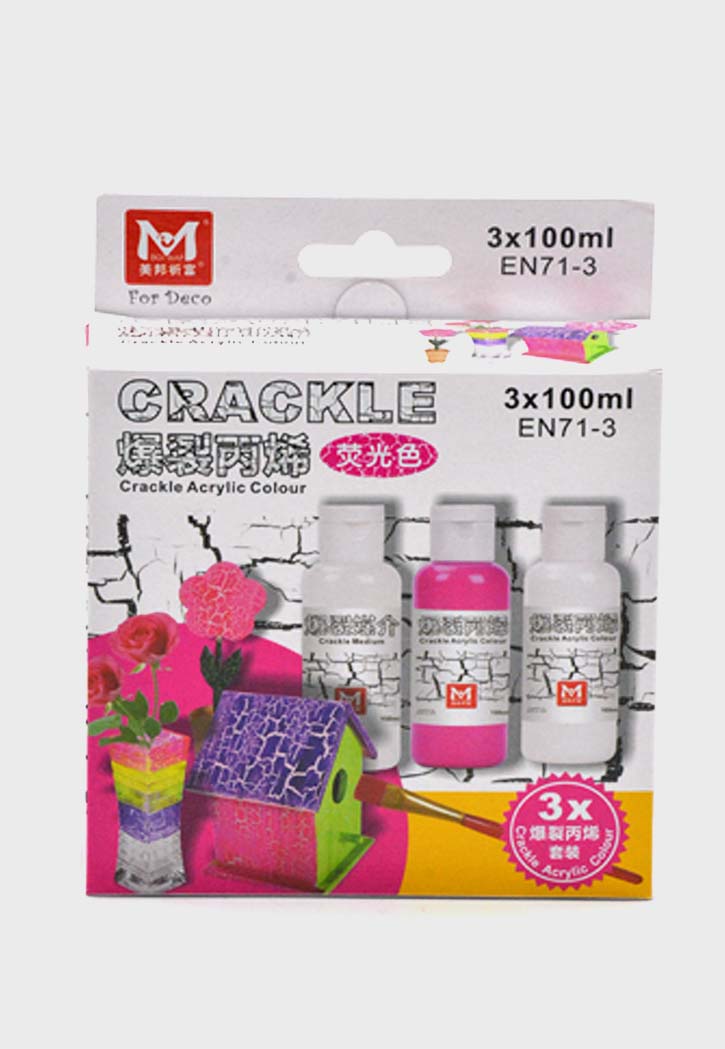 CRACKLE ACRYLIC COLOUR 3X100ML || الوان اكريلك ذات الشكل المتشقق