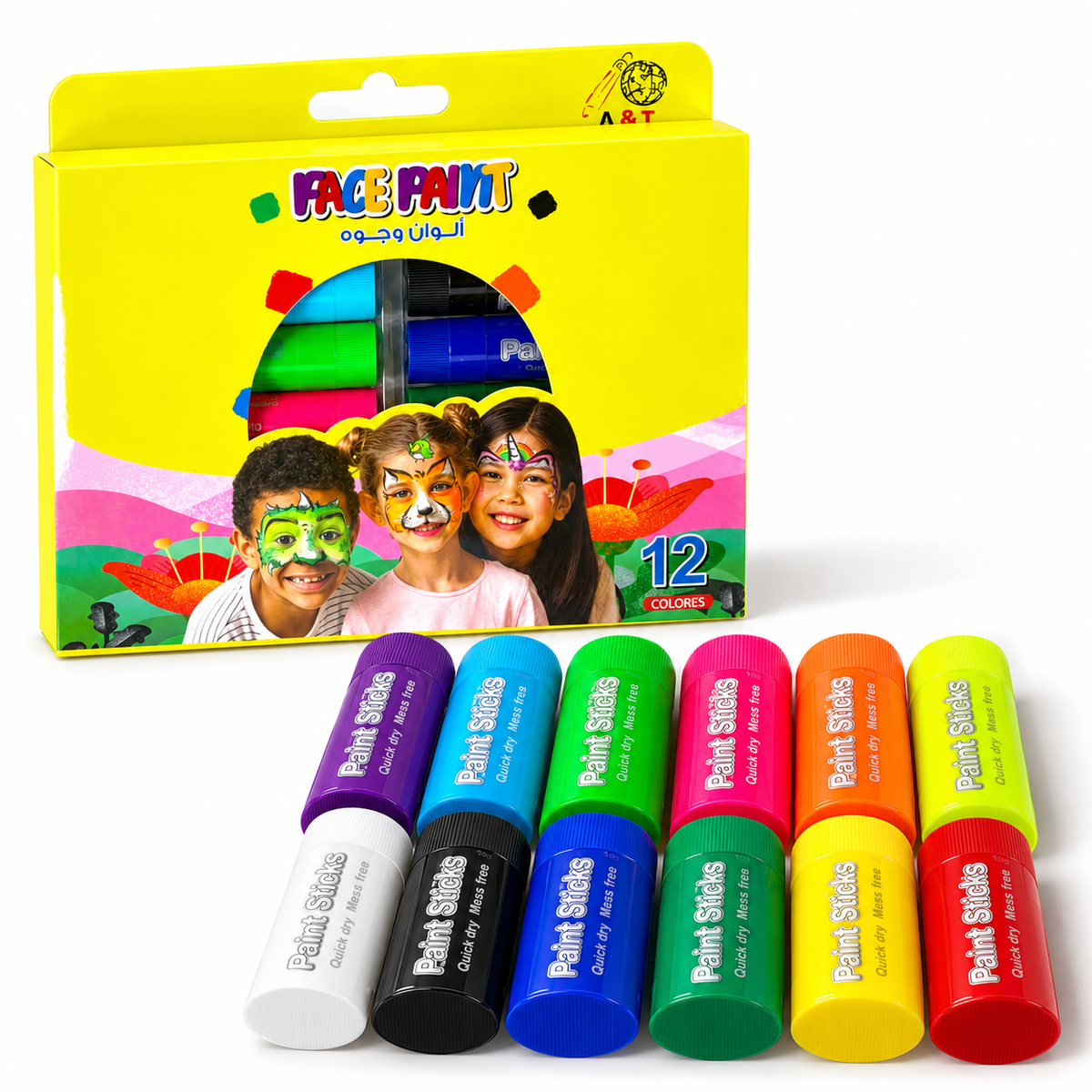 A&T Color Me Face Paint Kids Safe 12 Colors || الوان وجه كولور مي امنه للاطفال ١٢ لون