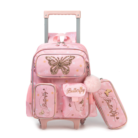 14"  Trolley  Backpack 2PCS Butterfly TWINS || شنطة ترولي 14 انش 2 قطعه فراشة توينز