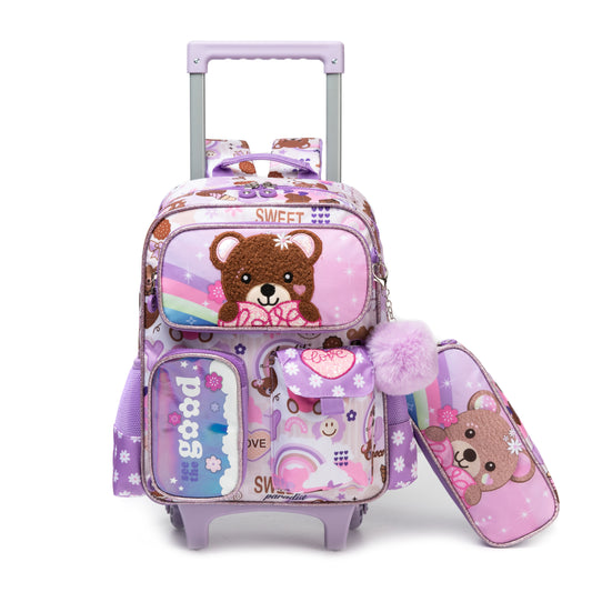 14"  Trolley  Backpack 2PCS BEAR TWINS || شنطة ترولي 14 انش 2 قطعه دب توينز