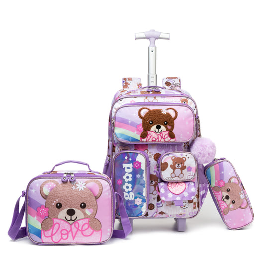 17"  Trolley  Backpack 3PCS BEAR TWINS || شنطة ترولي 17 انش 3 قطع دب توينز