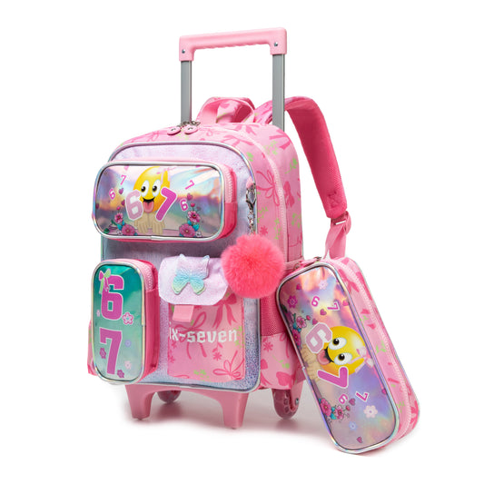 14"  Trolley  Backpack 2PCS Six Seven TWINS || شنطة ترولي 14 انش 2 قطعه 67 بناتي توينز
