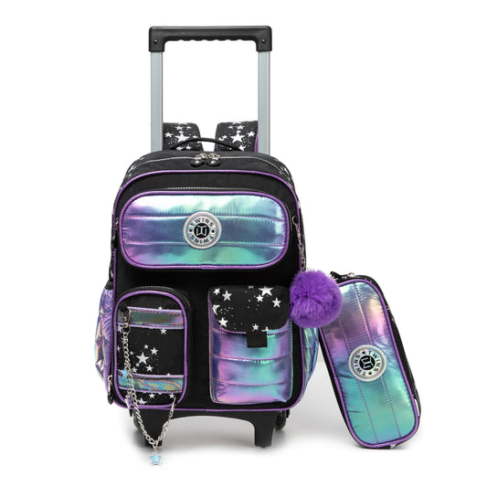 14"  Trolley  Backpack 2PCS METALIC TWINS || شنطة ترولي 14 انش 2 قطعه ميتاليك توينز