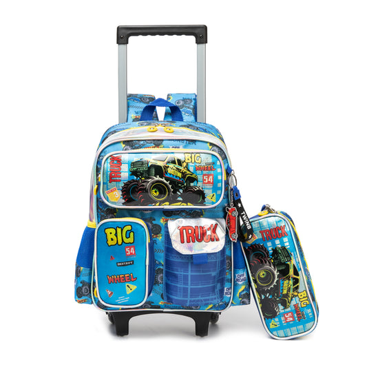 14"  Trolley  Backpack 2PCS Big Truck TWINS || شنطة ترولي 14 انش 2 قطعه بيج ترك توينز