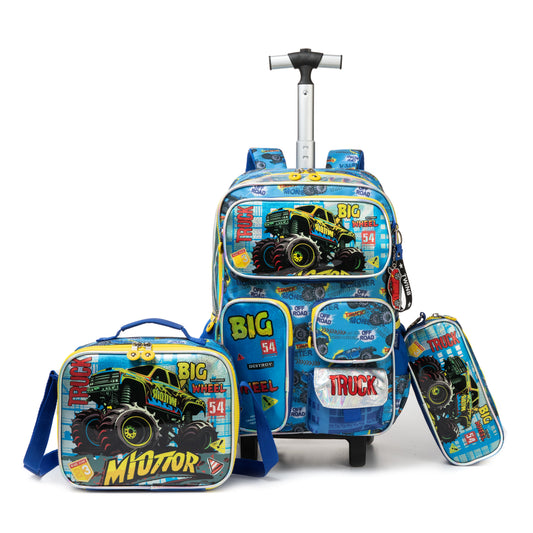 17"  Trolley  Backpack 3PCS Big Truck TWINS || شنطة ترولي 17 انش 3 قطع بيج ترك نوينز