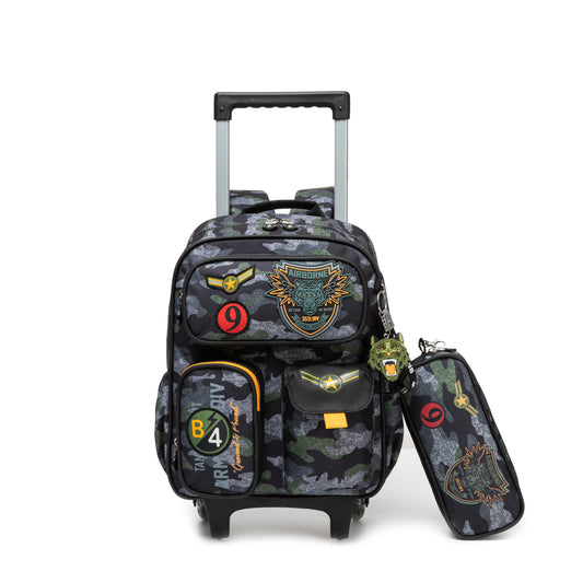 14"  Trolley  Backpack 2PCS FLYING TIGERS TWINS || شنطة ترولي 14 انش 2 قطعه النمر الطائر توينز