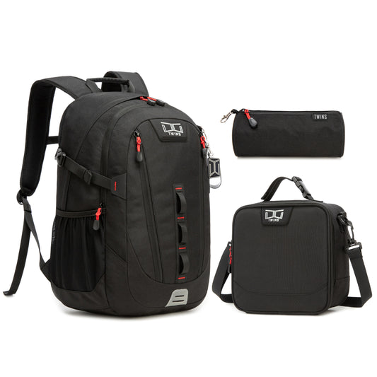 17"  Backpack 3PCS BLACK TWINS || شنطة ظهر 17 انش 3 قطع اسود توينز