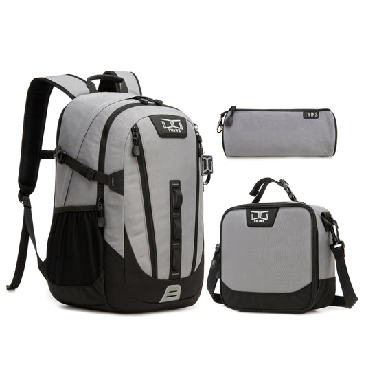 17"  Backpack 3PCS GRAY TWINS || شنطة ظهر 17 انش 3 قطع رمادي توينز