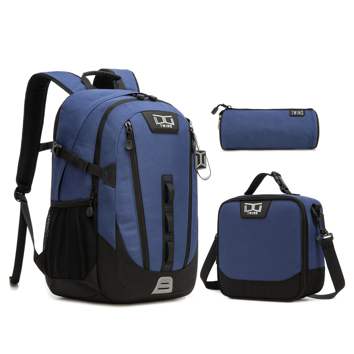 17"  Backpack 3PCS DARK BLUE TWINS || شنطة ظهر 17 انش 3 قطع ازرق غامق توينز