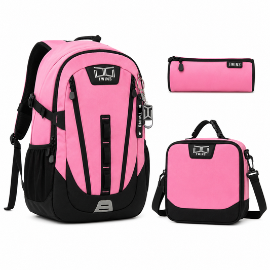 17"  Backpack 3PCS PINK TWINS || شنطة ظهر 17 انش 3 قطع وردي توينز