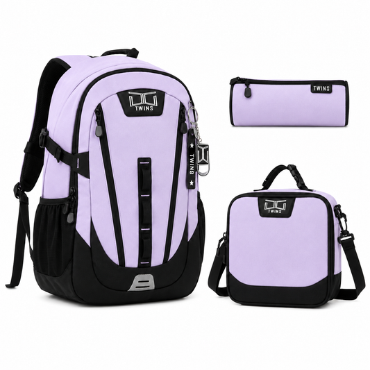 17"  Backpack 3PCS PURPLE TWINS || شنطة ظهر 17 انش 3 قطع بنفسجي توينز