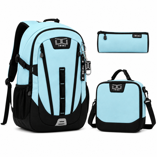 17"  Backpack 3PCS TWINS Light Blue || شنطة ظهر 17 انش 3 قطع توينز ازرق فاتح