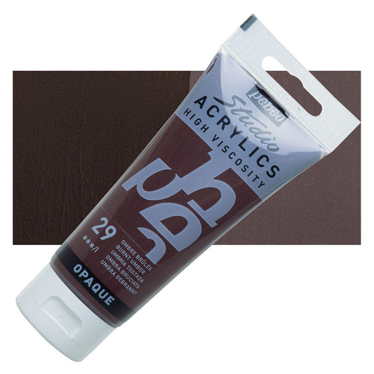 Pebeo Studio Acrylics High Viscosity 100 ml Burnt Umber || الوان بيبيو اكريليك 100 مل لون بني محروق