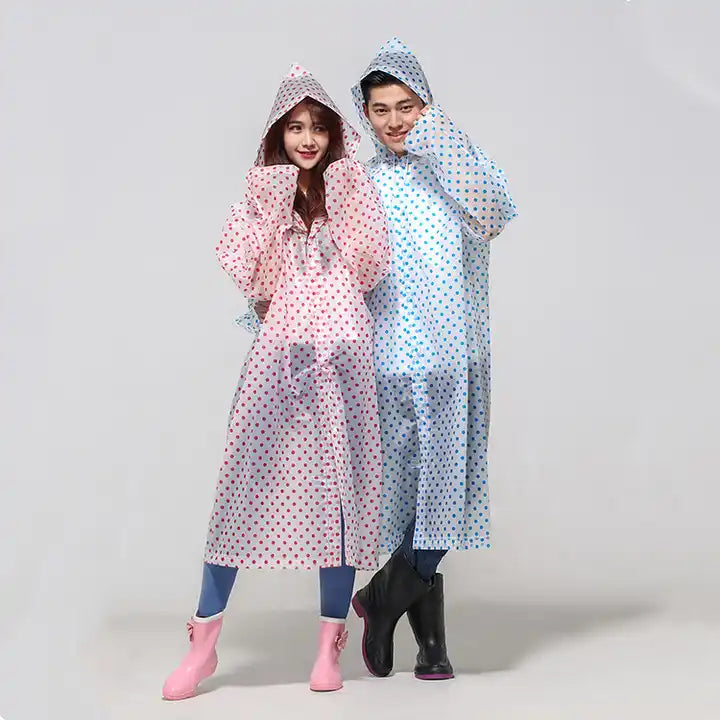 Red Polka Dots Adult Rain Coat || جاكيت مطر كبير منقط احمر