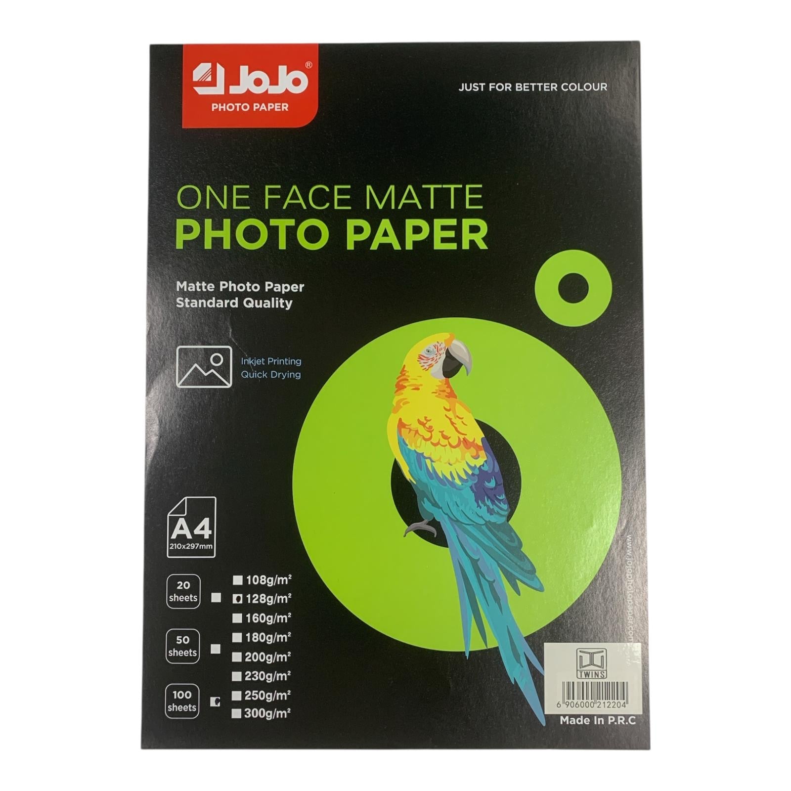 Jojo One Face Matte Photo Paper 100 Sheets A4 Size 120 gsm	ورق جوجو مطفي وجه واحد ١٠٠ ورقة حجم اي فور سماكة ١٢٠ جرام