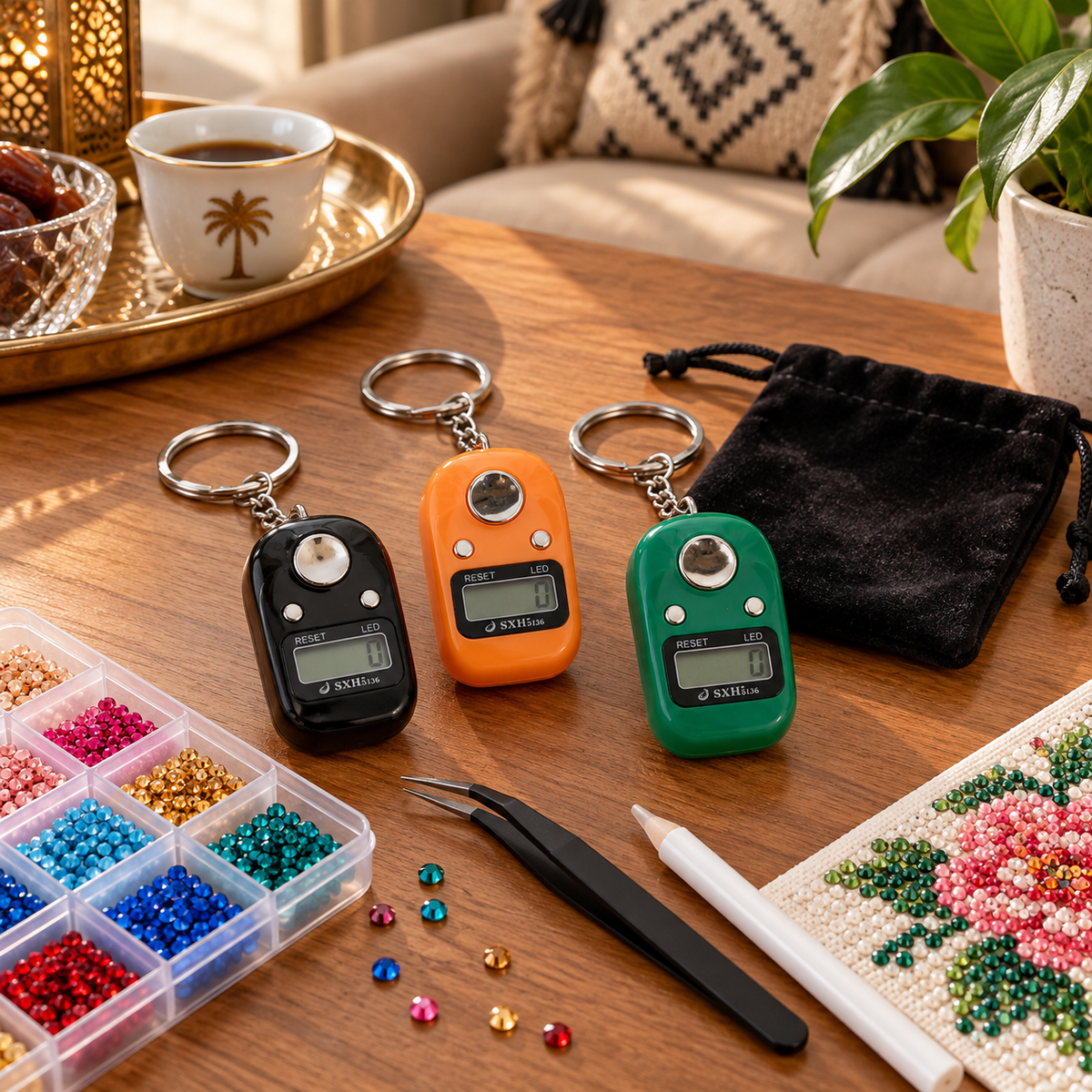 Tasbih Ring With Keychain Assorted Colors || خاتم تسبيح مع علاقة مفاتيح الوان متنوعه