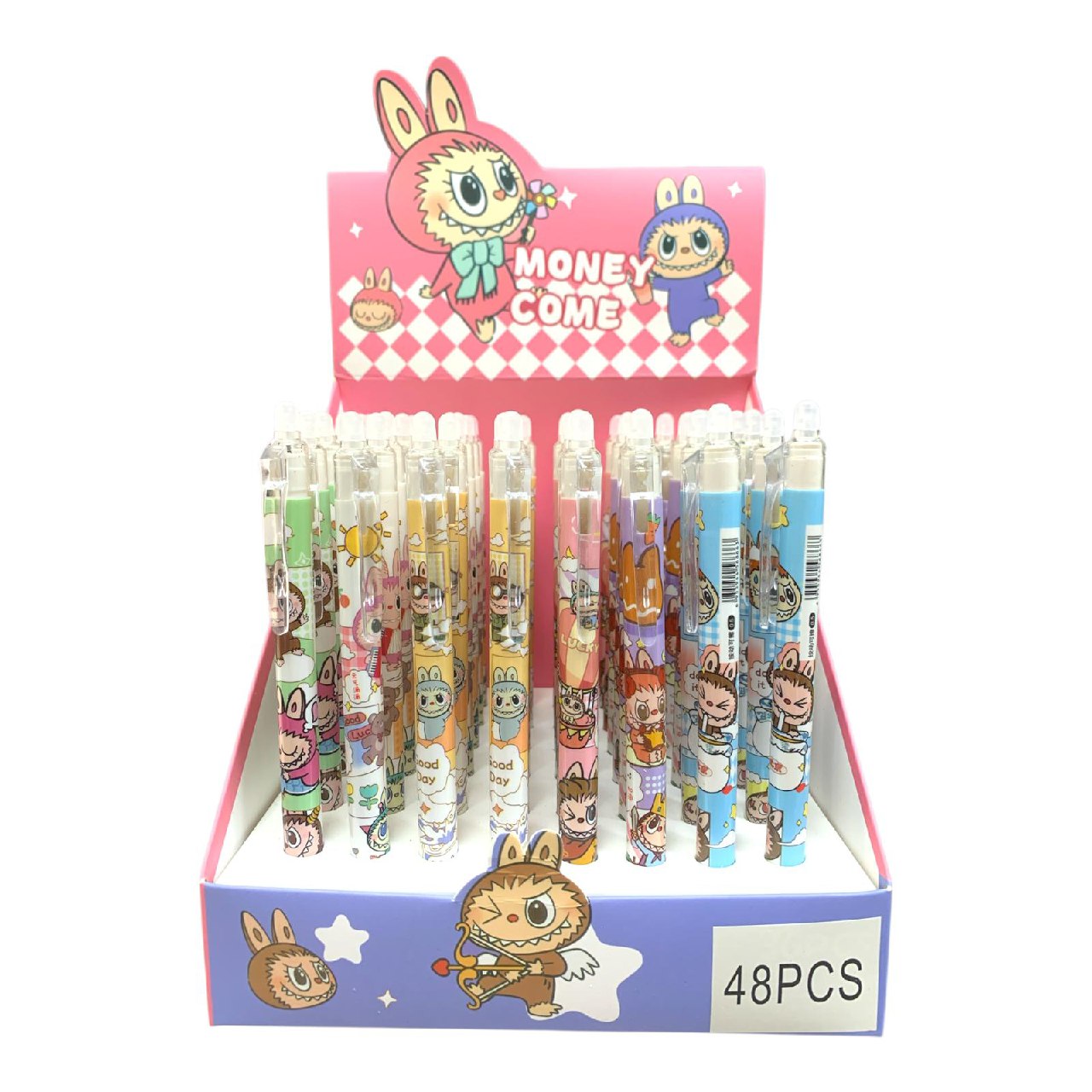 Labubu 48 Cute Cartoon Pens Bulk Stationery Set || 48 أقلام لابوبو بالجملة