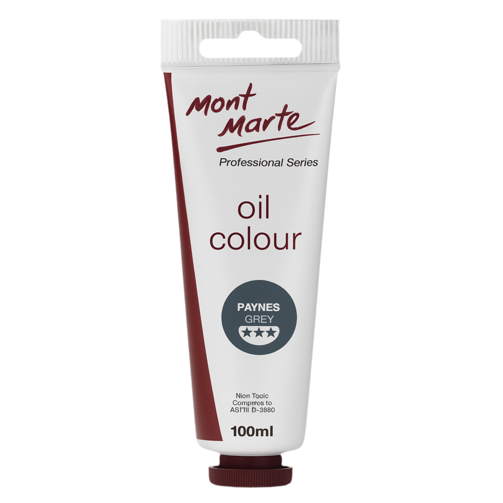 Mont Marte Premium Oil Paint 100 ml Paynes Grey  || الوان زيتية احترافية مونت مارت ١٠٠ مل لون رمادي باينز