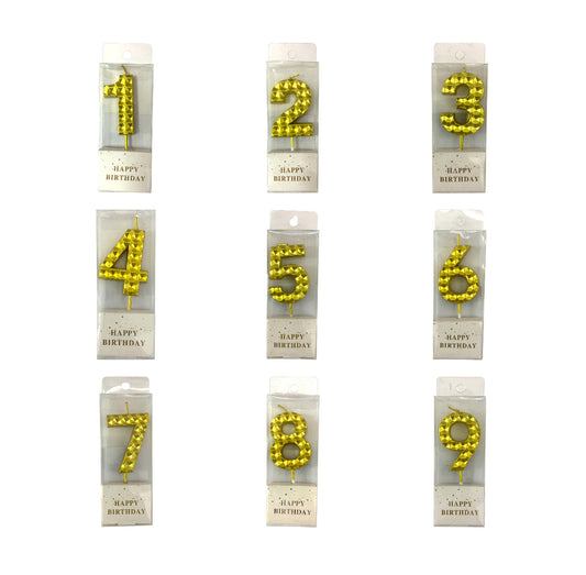 Birthday Candles Golden Color Bubbles from 0-9 || شموع اعياد ميلاد لون ذهبي فقاعات من ٠-٩