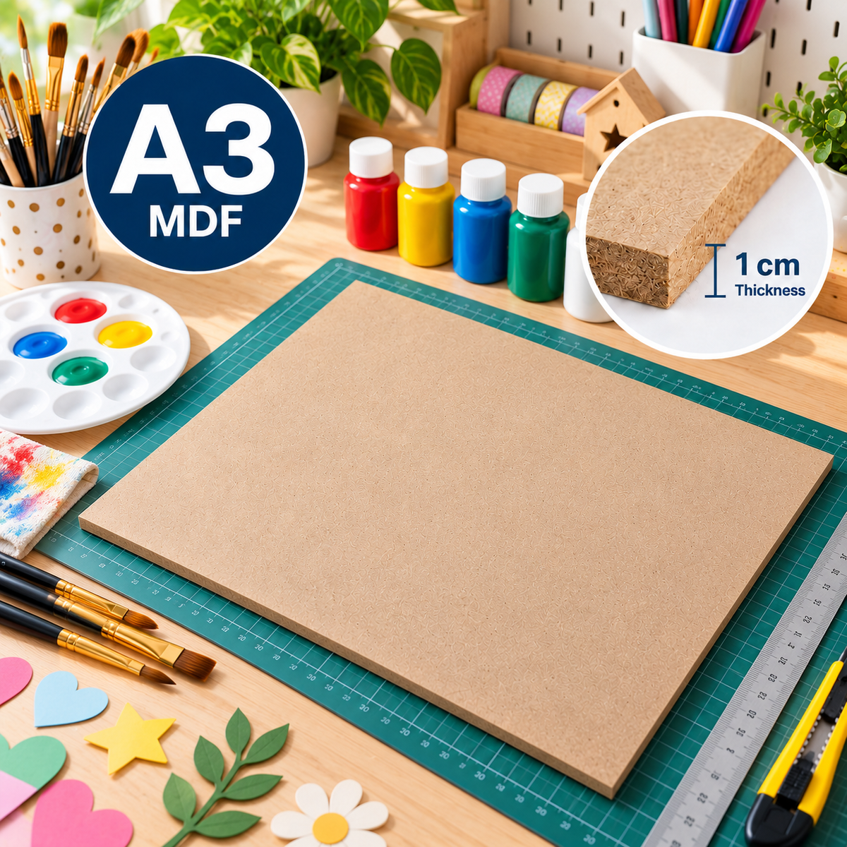 MDF Wood Board A3 – 1 cm Thick || لوح خشب مضغوط MDF مقاس A3 – سماكة 1 سم