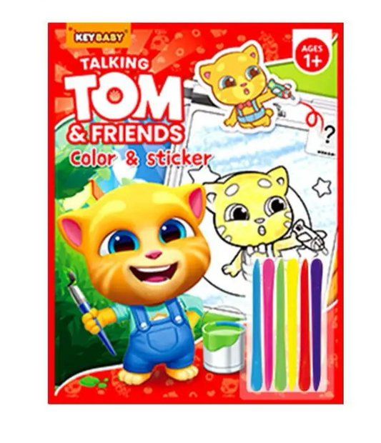 Keybaby Talking Tom and Friends Color and Reusable Sticker || دفتر تلوين و ستيكرات توم القط