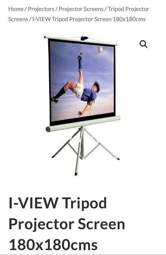 i-VIEW Tripod Projector Screen 180*180 cm || شاشة عرض بروجكتر مع استاند قياس 180*180 سم